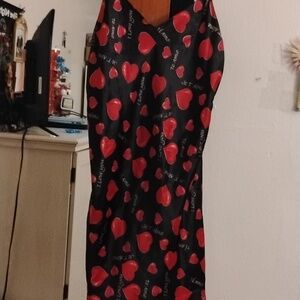 Style & Co. Black Slip Nightgown with Pink Heart Print